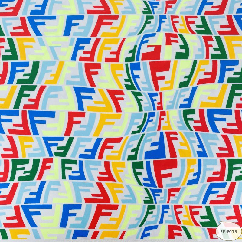 Designer inspired Fendi Pattern digital printed four way spandex fabrics