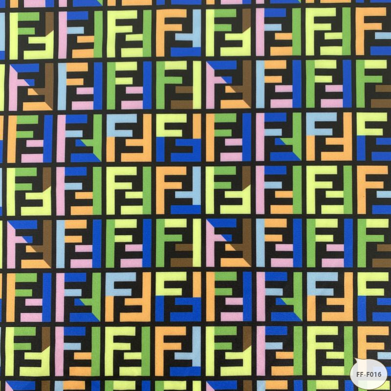 Designer inspired Fendi Pattern digital printed four way spandex fabrics