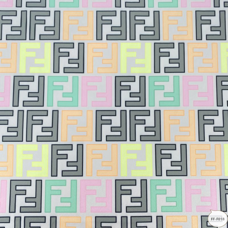 Designer inspired Fendi Pattern digital printed four way spandex fabrics