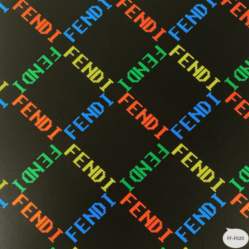 Designer inspired Fendi Pattern digital printed moss crepe spandex fabrics