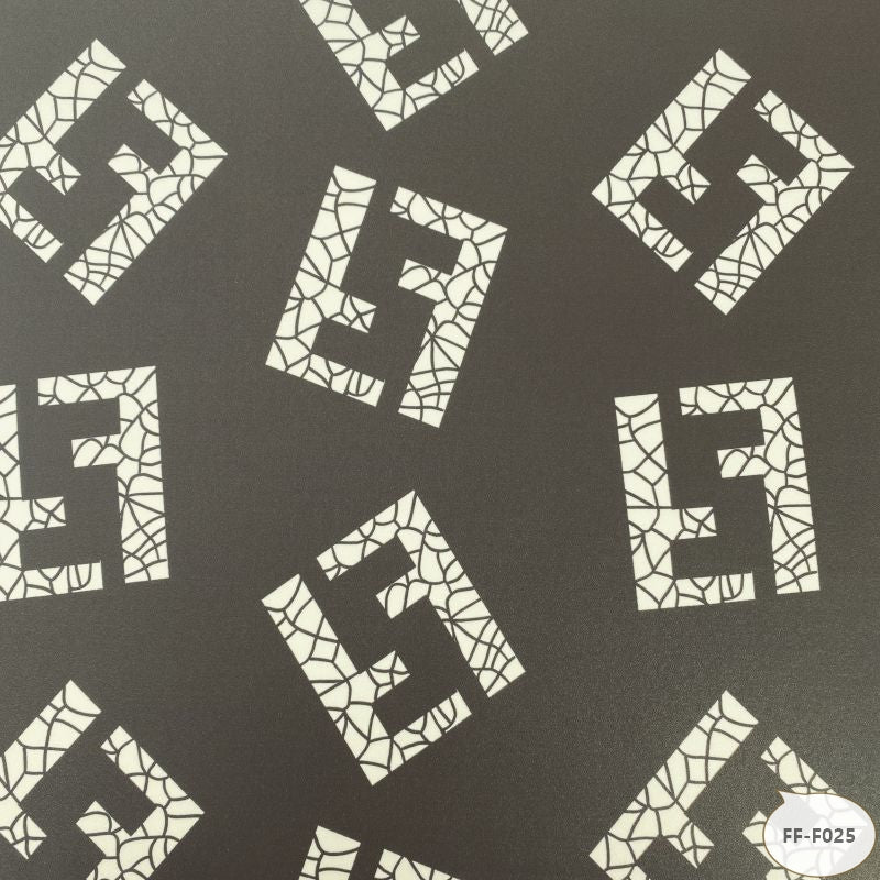Designer inspired Fendi Pattern digital printed moss crepe spandex fabrics