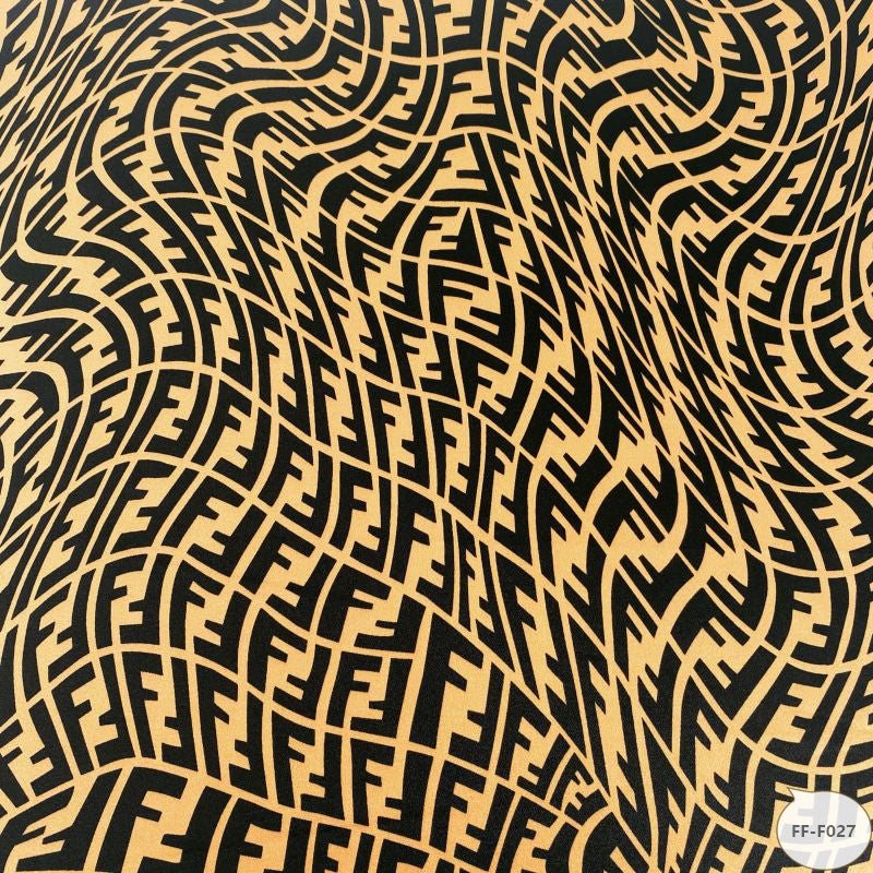 Designer inspired Fendi Pattern digital printed moss crepe spandex fabrics