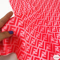 Designer inspired Fendi Pattern digital printed silky satin fabrics
