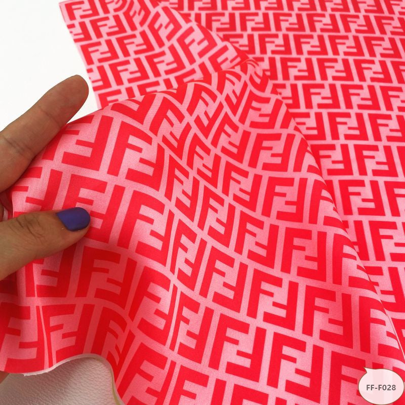 Designer inspired Fendi Pattern digital printed silky satin fabrics