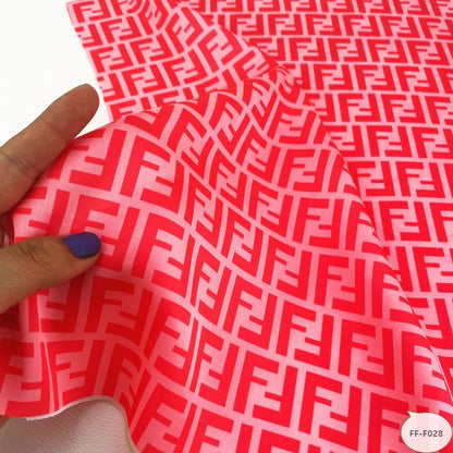Designer inspired Fendi Pattern digital printed silky satin fabrics