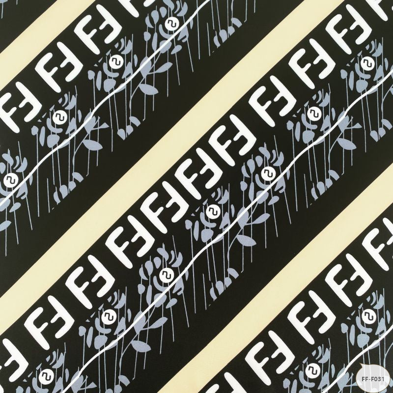 Designer inspired Fendi Pattern digital printed silky satin fabrics