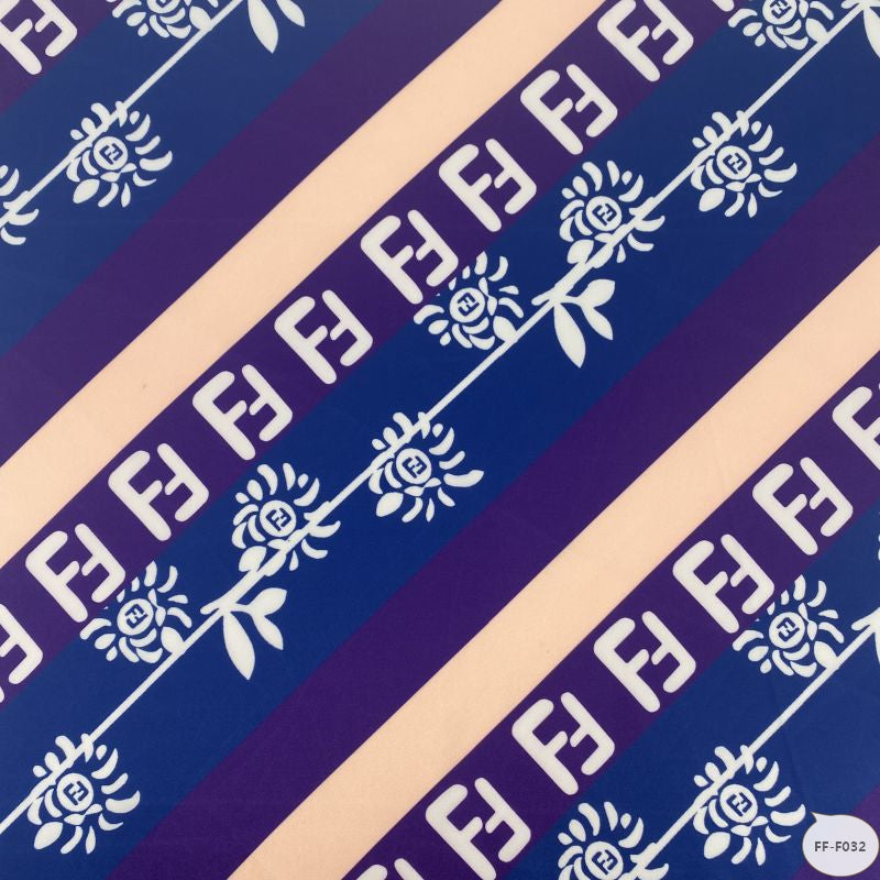 Designer inspired Fendi Pattern digital printed silky satin fabrics
