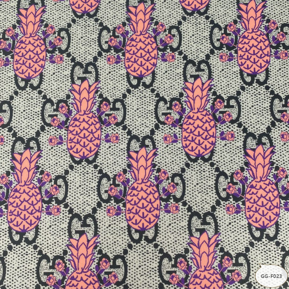 Designer inspired Gucci Pattern digital printed spandex knitted fabrics