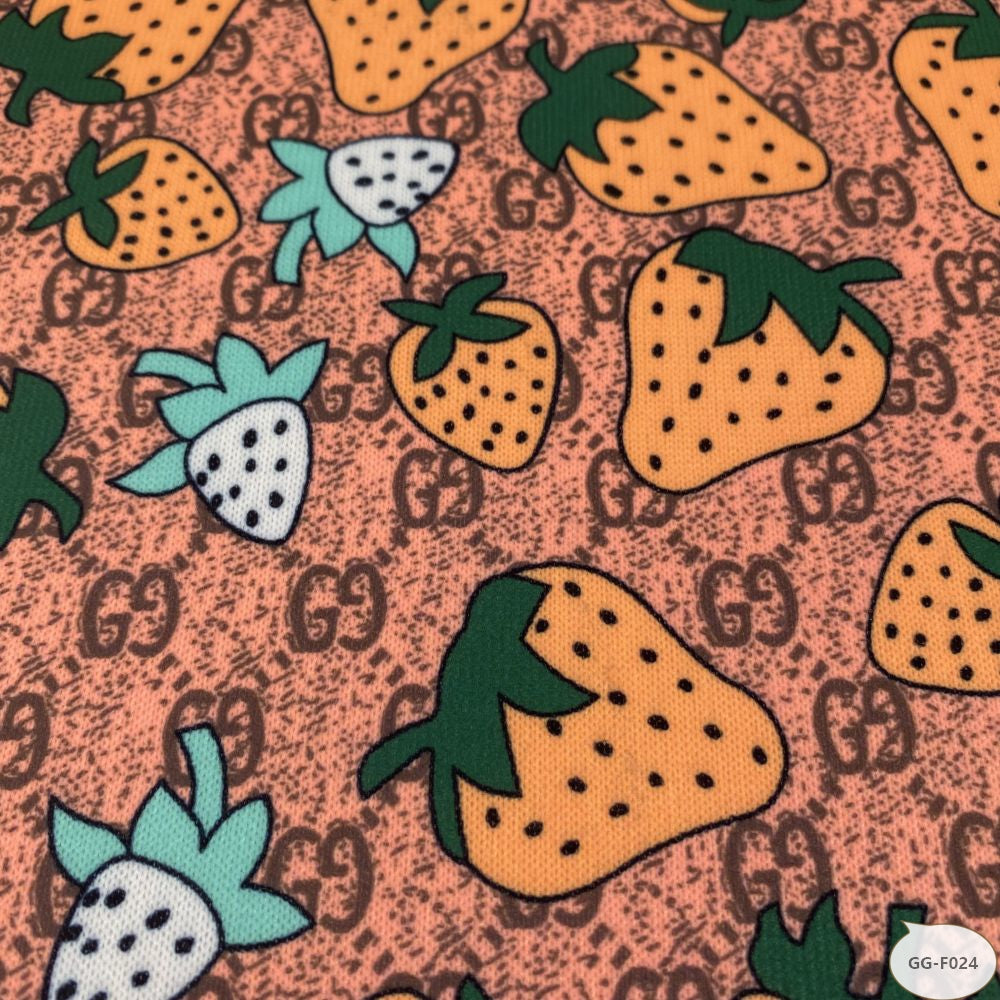 Designer inspired Gucci Pattern digital printed spandex knitted fabrics