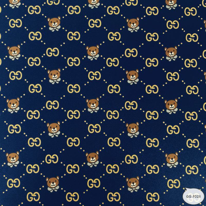 Designer inspired Gucci Pattern digital printed moss crepe spandex fabrics