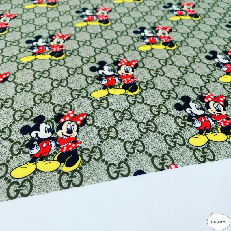 Designer inspired Gucci Pattern digital printed moss crepe spandex fabrics
