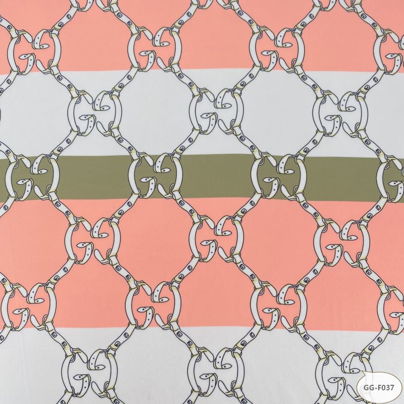 Designer inspired Gucci Pattern digital printed silky satin fabrics