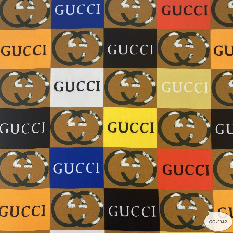 Designer inspired Gucci Pattern digital printed silky satin fabrics