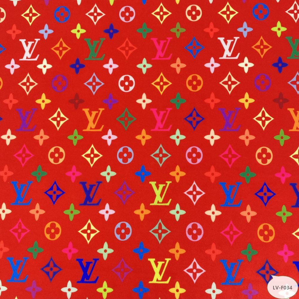 Designer inspired LV Pattern digital printed stretch knitted fabric