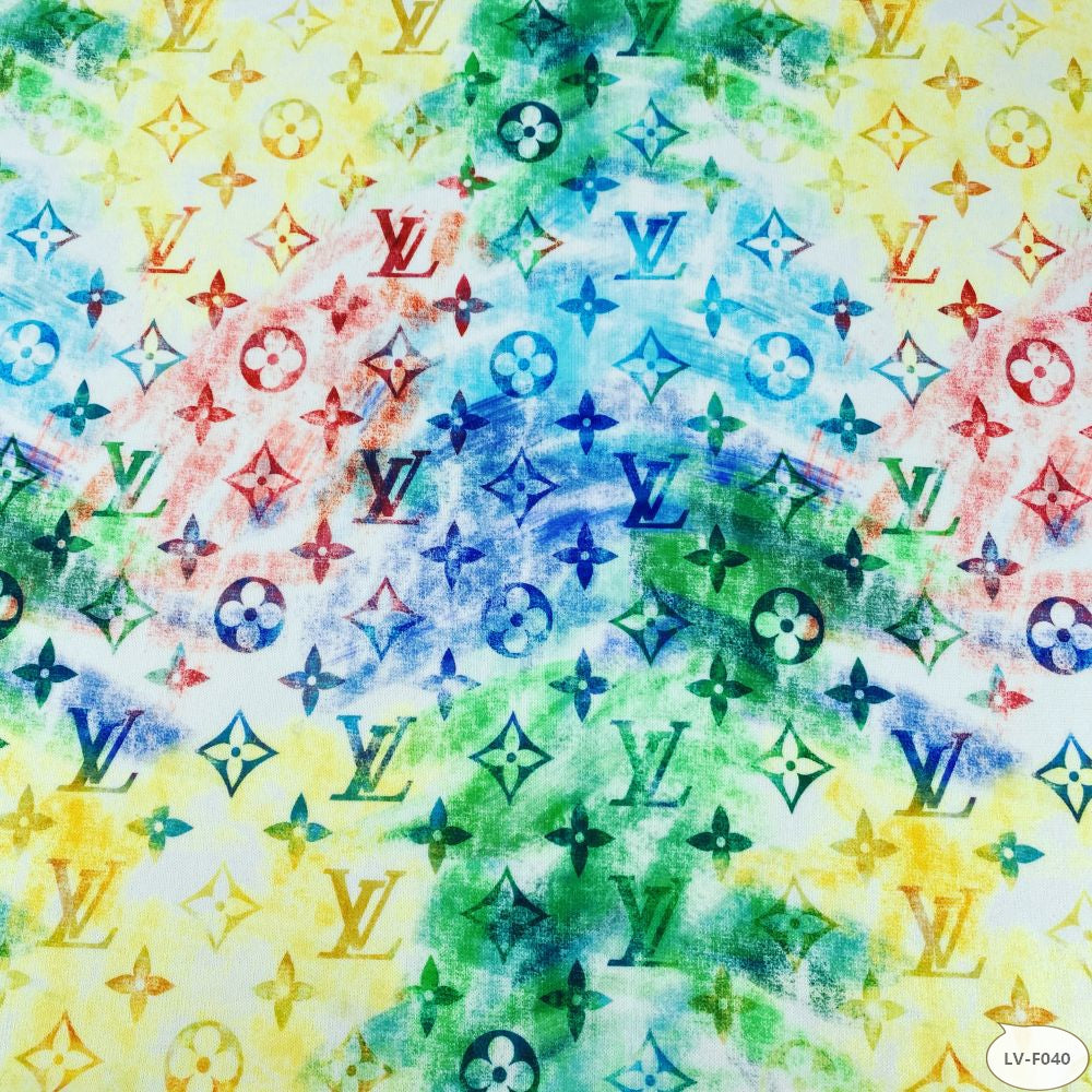 Designer inspired LV Pattern digital printed spandex knitted fabrics