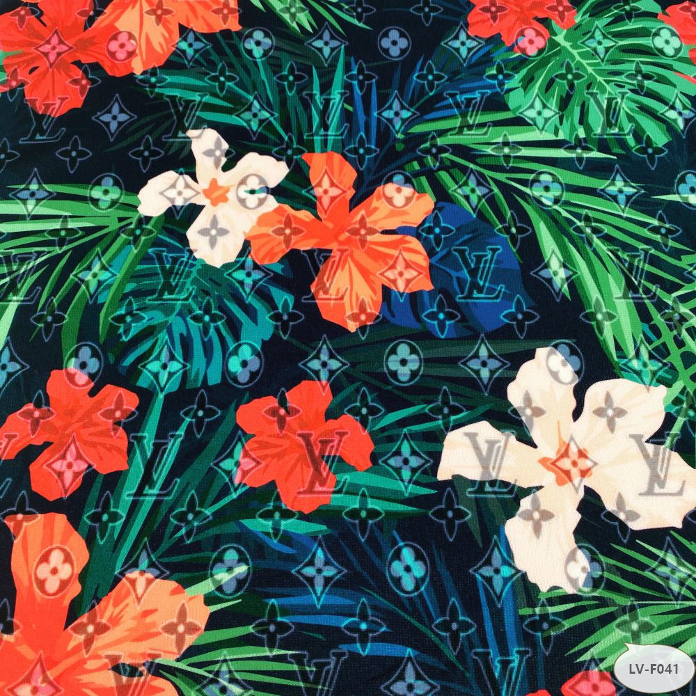 Designer inspired LV Pattern digital printed spandex knitted fabrics