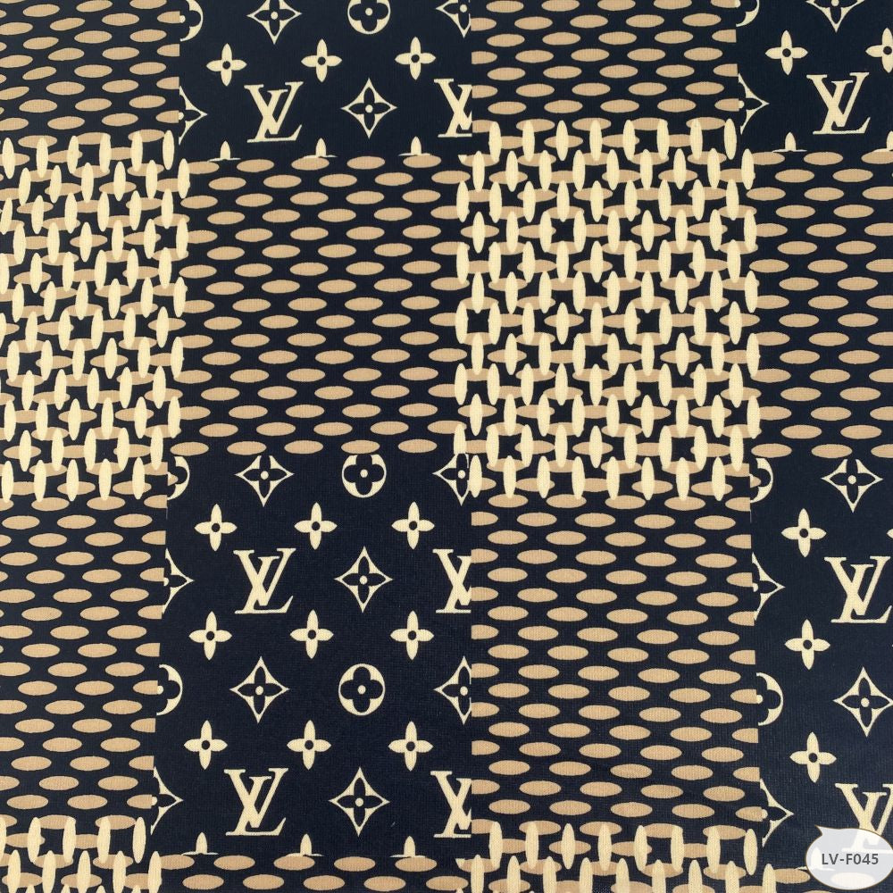 Designer inspired LV Pattern digital printed spandex knitted fabrics