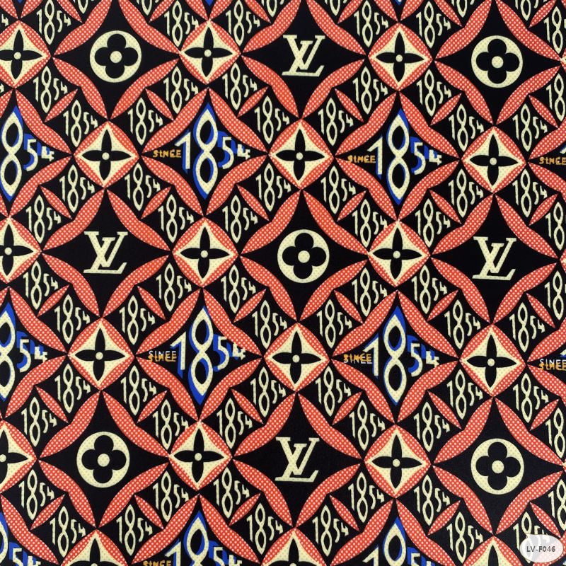 Designer inspired LV Pattern digital printed moss crepe spandex fabrics