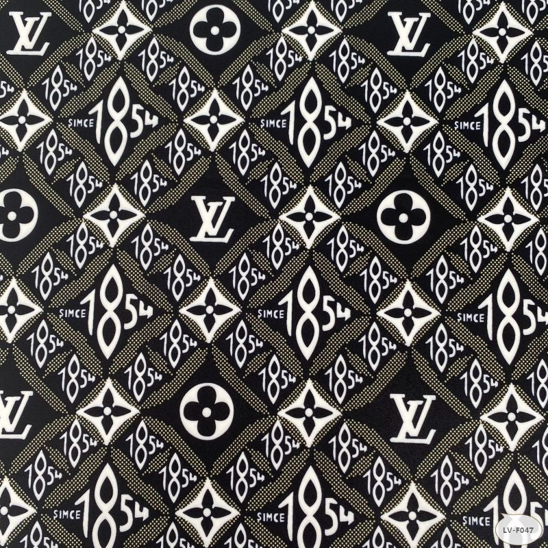 Designer inspired LV Pattern digital printed moss crepe spandex fabrics