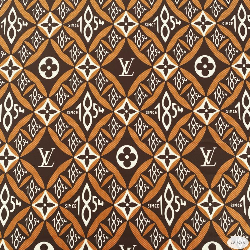 Designer inspired LV Pattern digital printed moss crepe spandex fabrics