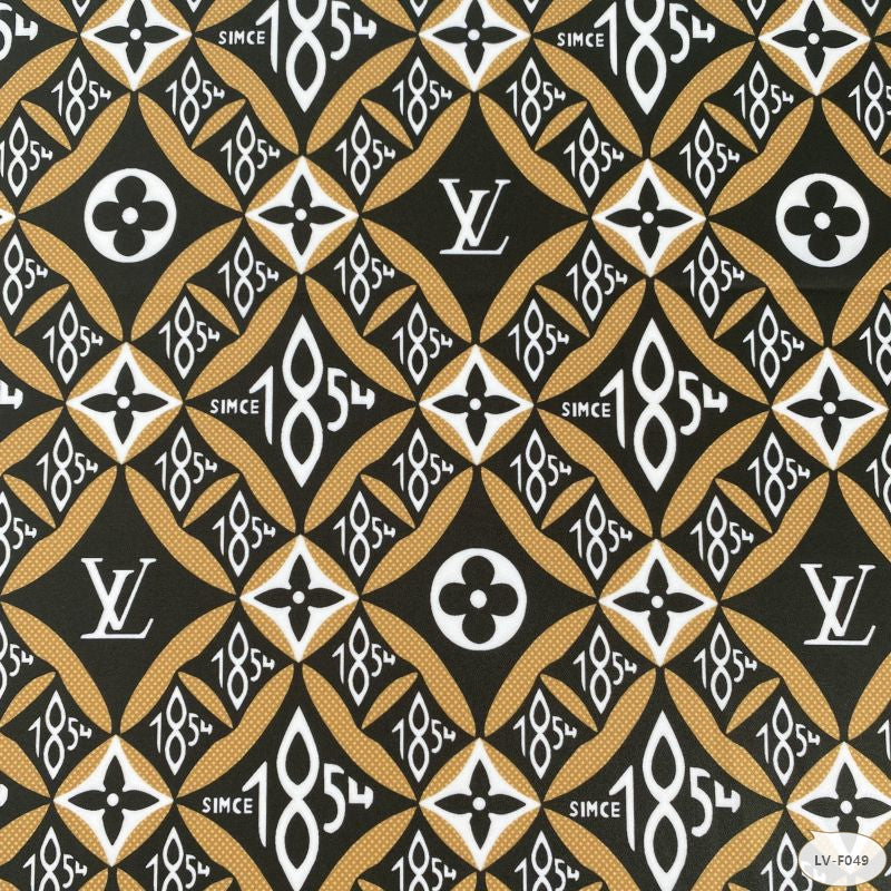 Designer inspired LV Pattern digital printed moss crepe spandex fabrics
