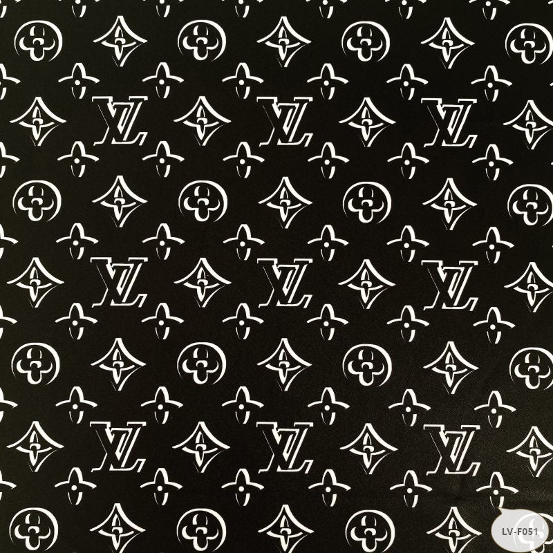 Designer inspired LV Pattern digital printed moss crepe spandex fabrics