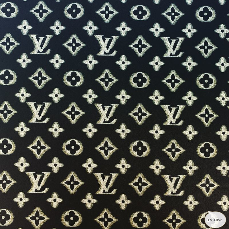 Designer inspired LV Pattern digital printed moss crepe spandex fabrics