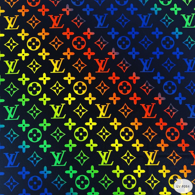 Designer inspired LV Pattern digital printed moss crepe spandex fabric