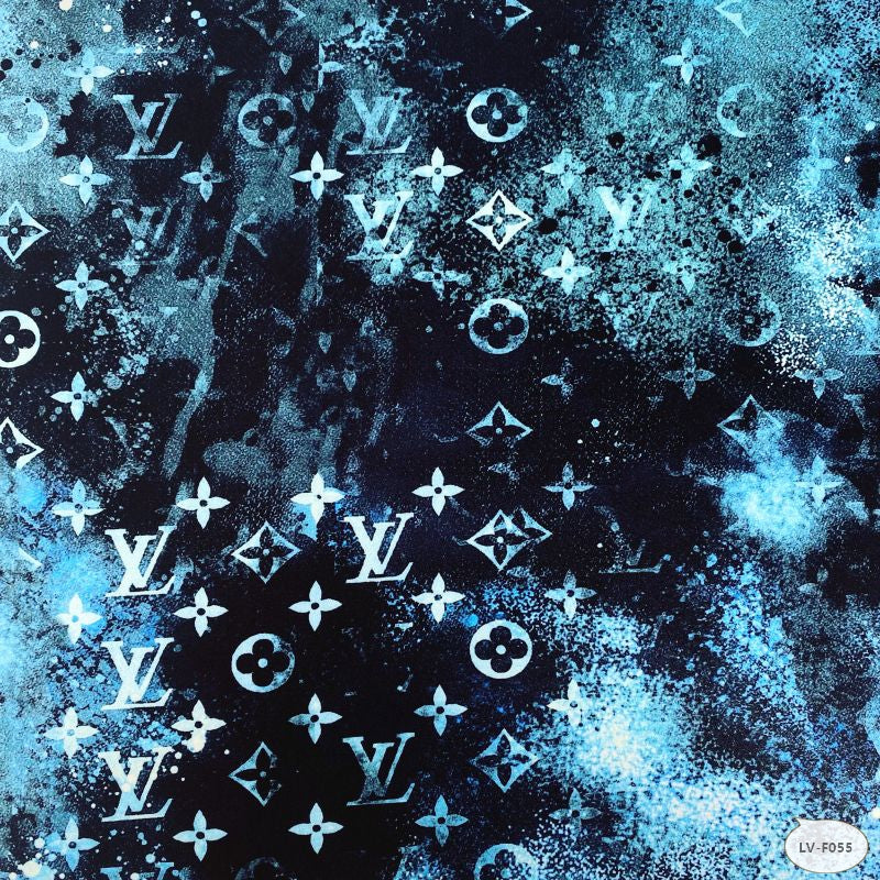 Designer inspired LV Pattern digital printed moss crepe spandex fabric