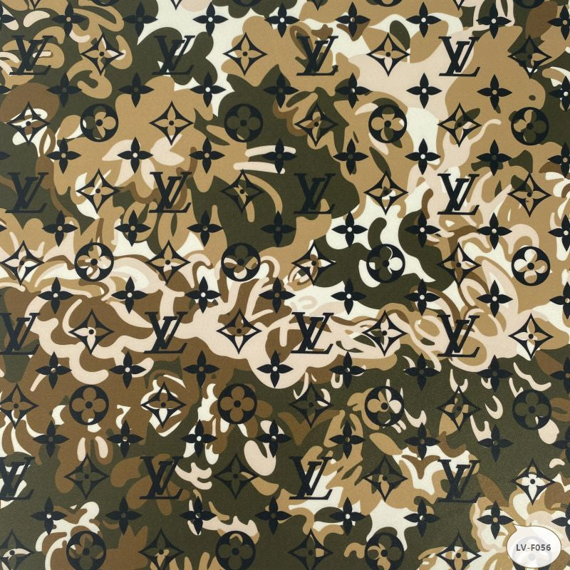 Designer inspired LV Pattern digital printed moss crepe spandex fabric