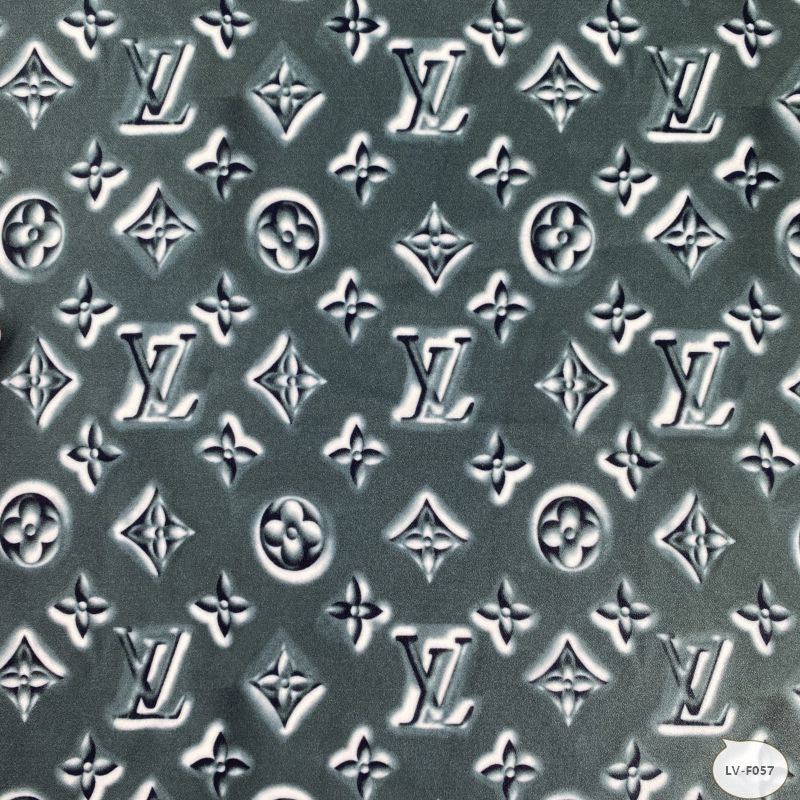 Designer inspired LV Pattern digital printed moss crepe spandex fabric