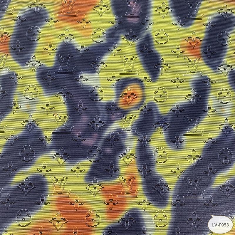Designer inspired LV Pattern digital printed moss crepe spandex fabric