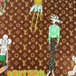 Designer inspired LV Pattern digital printed moss crepe spandex fabric
