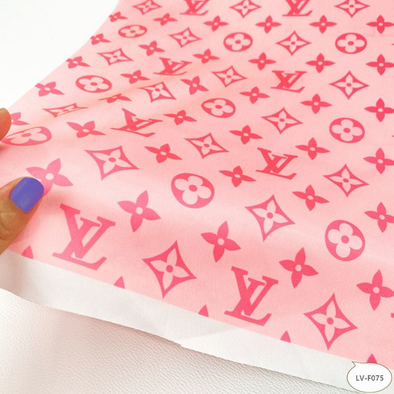 Designer inspired LV Pattern digital printed silky satin fabrics