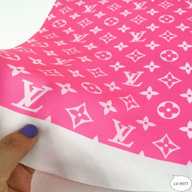 Designer inspired LV Pattern digital printed silky satin fabrics