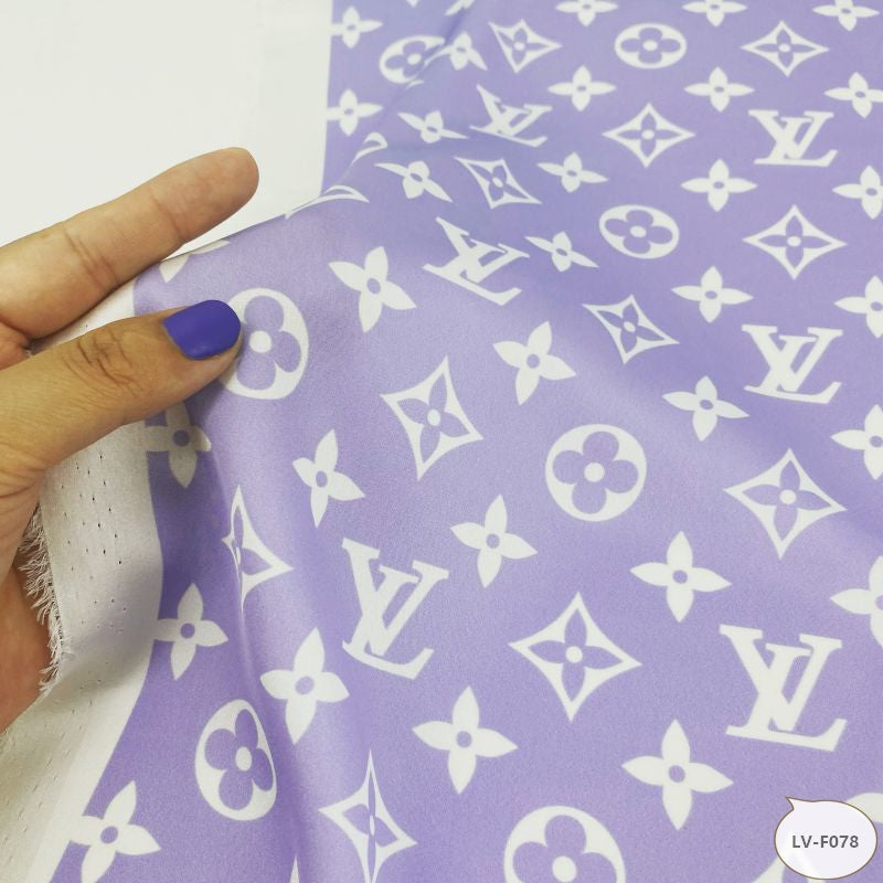 Designer inspired LV Pattern digital printed silky satin fabrics