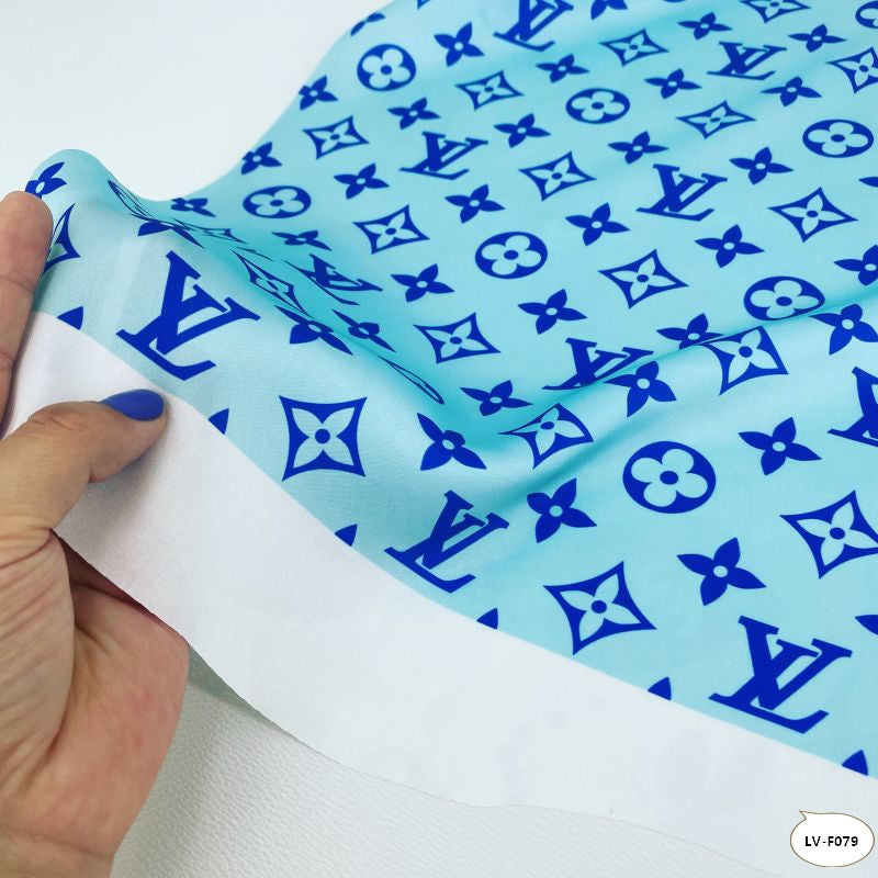 Designer inspired LV Pattern digital printed silky satin fabrics