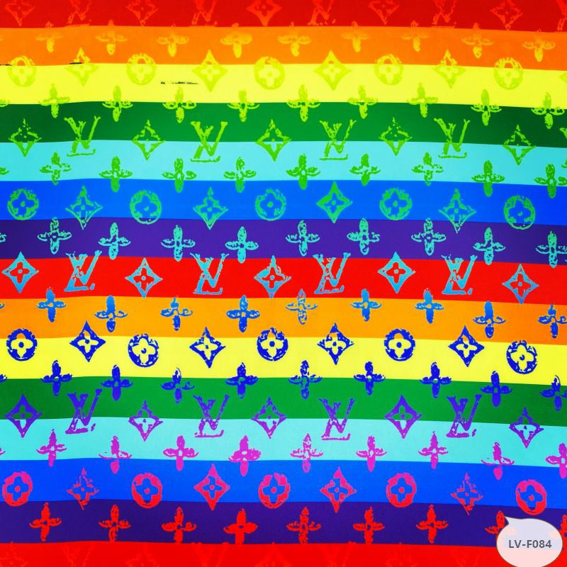 Designer inspired LV Pattern digital printed silky satin fabrics