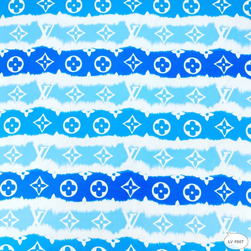 Designer inspired LV Pattern digital printed silky satin fabrics