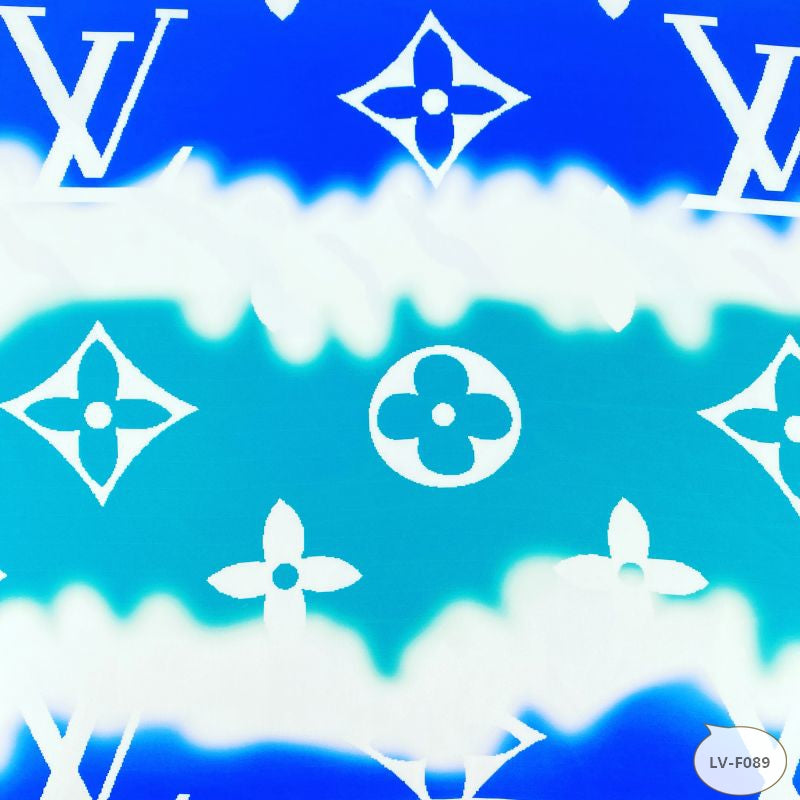 Designer inspired LV Pattern digital printed silky satin fabrics