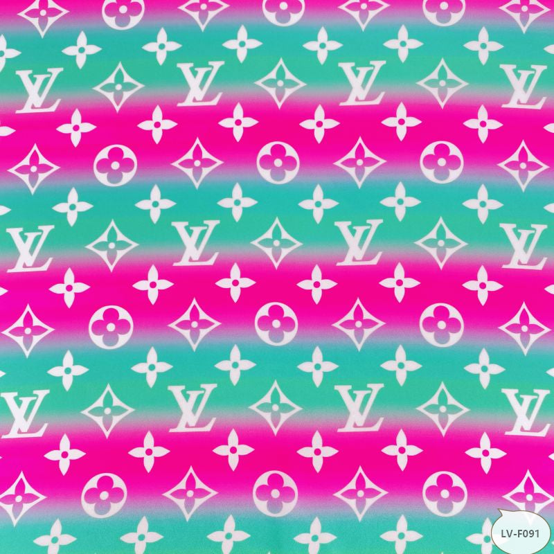 Designer inspired LV Pattern digital printed silky satin fabrics