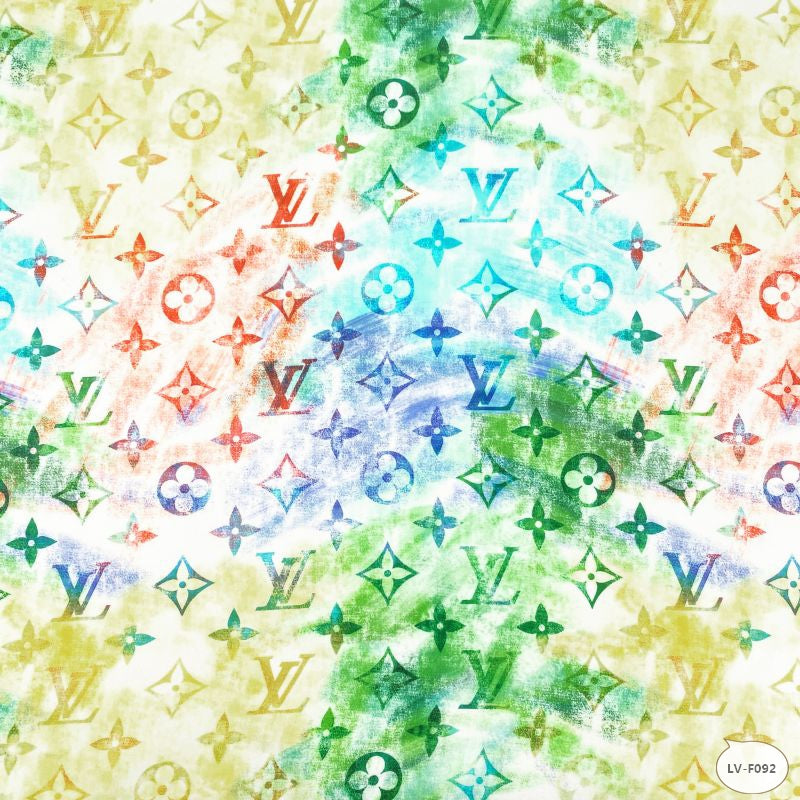 Designer inspired LV Pattern digital printed silky satin fabric