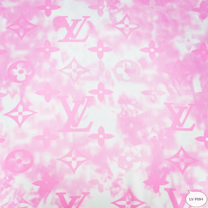 Designer inspired LV Pattern digital printed silky satin fabric