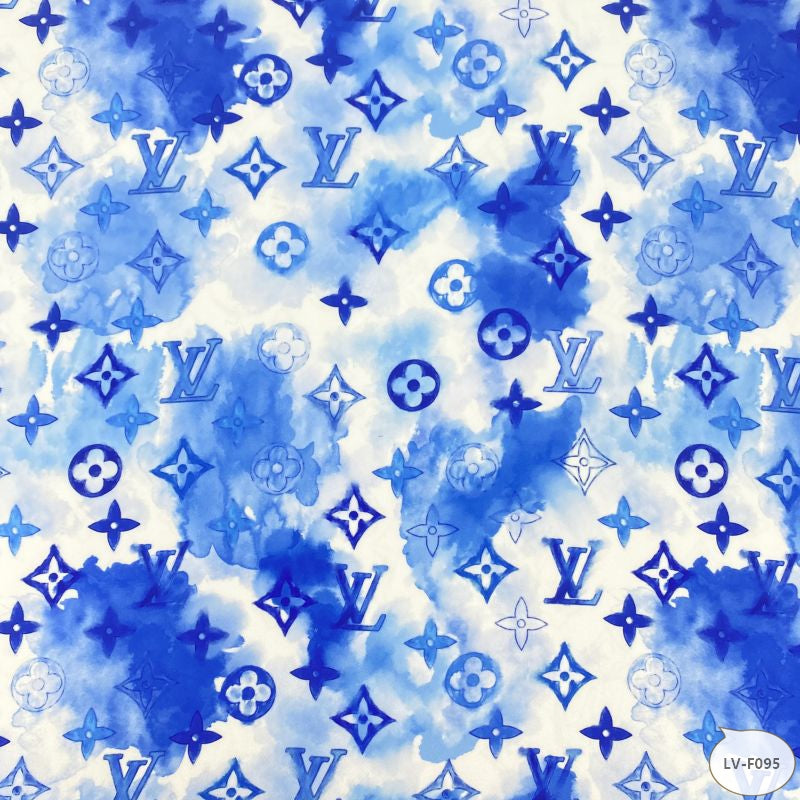 Designer inspired LV Pattern digital printed silky satin fabric