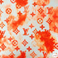 Designer inspired LV Pattern digital printed silky satin fabric