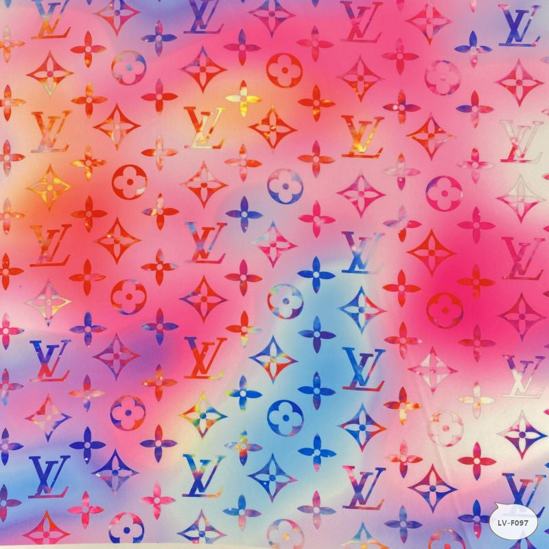 Designer inspired LV Pattern digital printed silky satin fabric