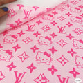 Designer inspired LV Pattern digital printed silky satin fabrics