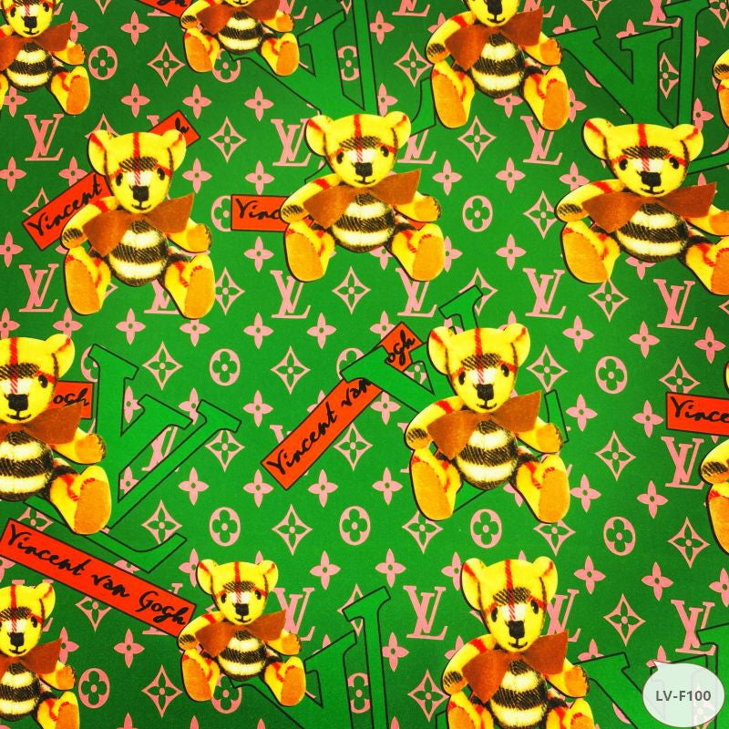 Designer inspired LV Pattern digital printed silky satin fabrics