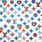 Designer inspired LV Pattern digital printed silky satin fabrics