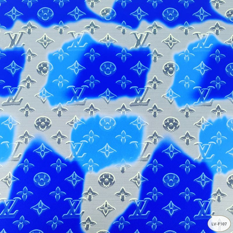 Designer inspired LV Pattern digital printed silky satin fabrics